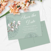 Retro Sage Green Chinoiserie Save the Date Feestdagenkaart