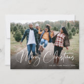 Retro Sage Green Christmas Plaid Tartan Foto Feestdagenkaart (Voorkant)