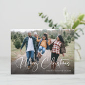 Retro Sage Green Christmas Plaid Tartan Foto Feestdagenkaart (Staand voorkant)