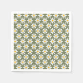 Retro Sage Green Daisies Floral Pattern Servet (Voorkant)