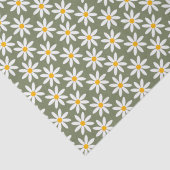 Retro Sage Green Daisies Floral Pattern Tissuepapier (Detail)