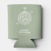 Retro Sage Green Disco Bal Verjaardag Gepersonalis Blikjeskoeler (Achterkant)