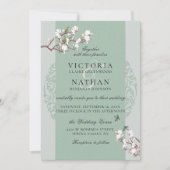 Retro Sage Green Elegant Chinoiserie Chic Wedding Kaart (Voorkant)