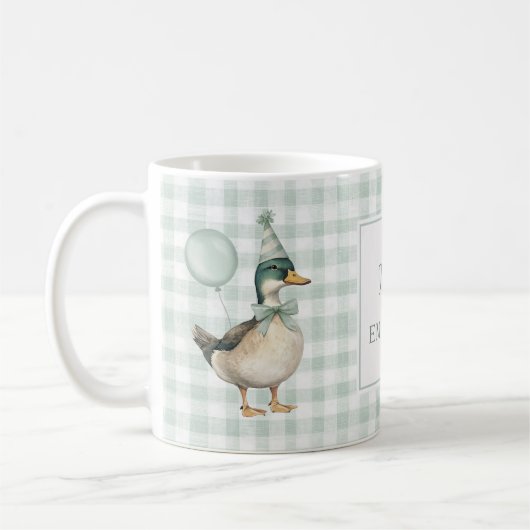 Retro Sage Green Mallard Duck Ballon Koffiemok (Links)
