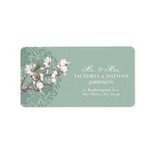 Retro Sage Green Mr & Mrs Pas getrouwd Return Addr Etiket