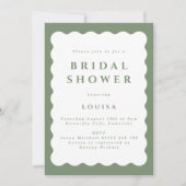 Retro Sage Green Wavy Bridal Shower Invitation Kaart (Voorkant)
