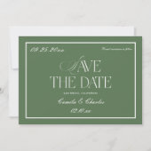 Retro Sage Green Wedding Save the date Photo Kaart (Voorkant)