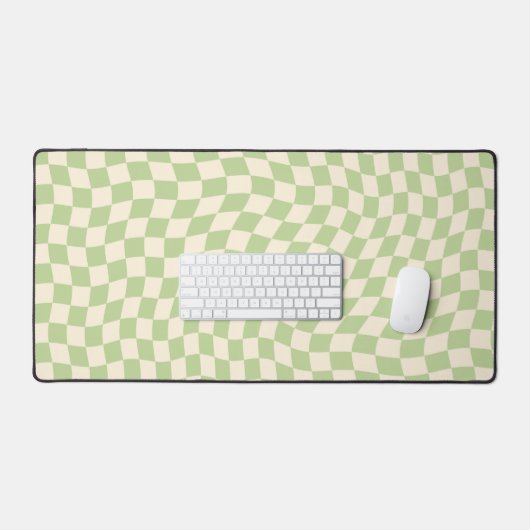 Retro Sage Groen Golvend geruit patroon Bureaumat (Keyboard & Muis)