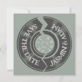 Retro Sage Groen Vinyl Record Groovy Bruiloft Save The Date (Voorkant)