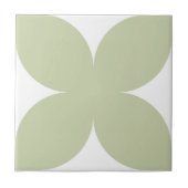 Retro Sage Groene Bloemblaadje Mid Century Modern Tegeltje (Voorkant)
