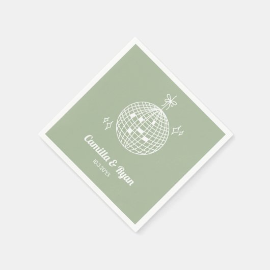 Retro Sage Groene Disco Bruiloft Decor Servetten (Hoek)