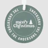 Retro Sage Groene Kerstmis Modern Minimaal Uniek Ornament (achterkant)