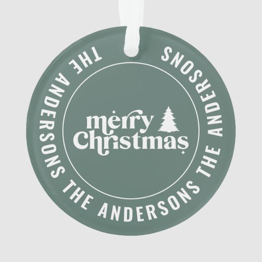 Retro Sage Groene Kerstmis Modern Minimaal Uniek Ornament (achterkant)