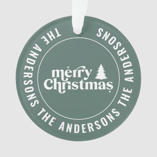 Retro Sage Groene Kerstmis Modern Minimaal Uniek Ornament (voorkant)