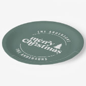 Retro Sage Groene Kerstmis Modern Minimaal Uniek Papieren Bordje (Gekanteld)