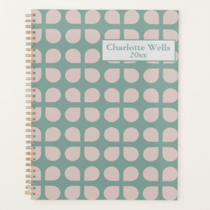 Retro Sage Pastel Mid Century Petals Gepersonalise Planner