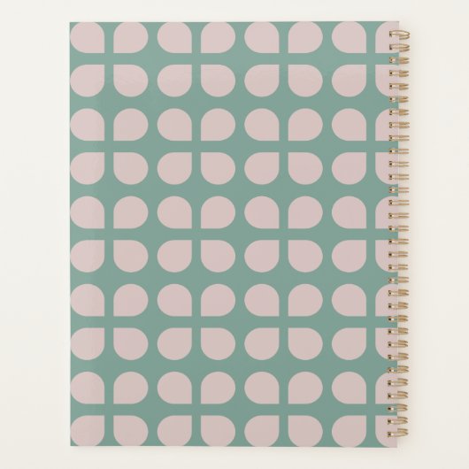 Retro Sage Pastel Mid Century Petals Gepersonalise Planner (Achterkant)