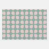 Retro Sage Pastel Mid Century Petals Patroon Inpakpapier Vel (Voorkant)