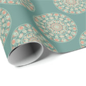 Retro Sage & Sand Bloemen Polka Dot Mandala Cadeaupapier (Rol Hoek)