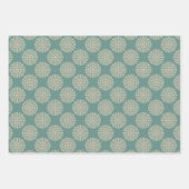Retro Sage & Sand Bloemen Polka Dot Mandala Inpakpapier Vel (Voorkant 3)