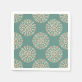 Retro Sage & Sand Bloemen Polka Dot Mandala Servet (Voorkant)