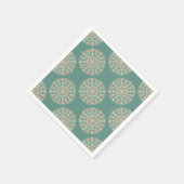 Retro Sage & Sand Bloemen Polka Dot Mandala Servet (Hoek)