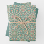 Retro Sage & Sand Mandala Art Deco Scallop Inpakpapier Vel (In situ)