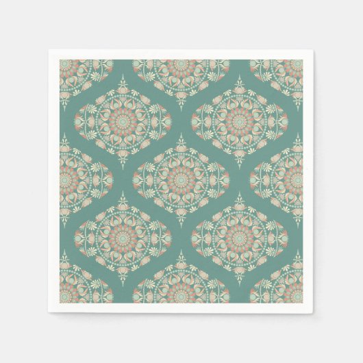 Retro Sage & Sand Mandala Damask Decoupage Servet (Voorkant)