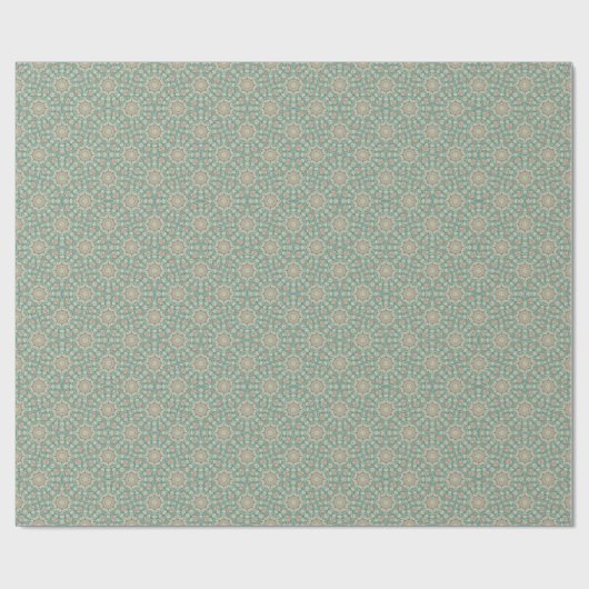 Retro Sage & Sand Mandala Deco Ogee Fans Cadeaupapier (Vlak)