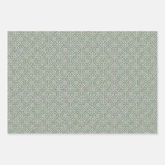 Retro Sage & Sand Mandala Deco Ogee Fans Inpakpapier Vel (Voorkant 3)