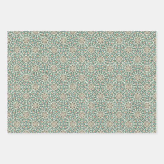 Retro Sage & Sand Mandala Deco Ogee Fans Inpakpapier Vel (Voorkant)