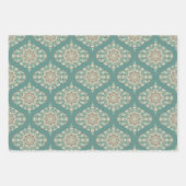 Retro Sage & Sand Mandala Ogee Damask Inpakpapier Vel (Voorkant)