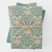 Retro Sage & Zand Cheerleader Mandala Deco Scallop Inpakpapier Vel (In situ)