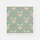 Retro Sage & Zand Cheerleader Mandala Deco Scallop Servet (Voorkant)