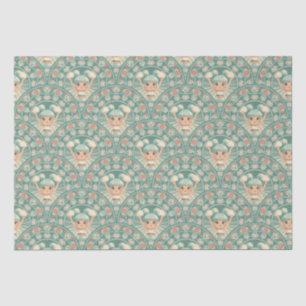 Retro Sage & Zand Cheerleader Mandala Deco Scallop Tissuepapier
