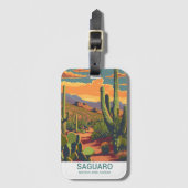Retro Saguaro Schilderachtig Uitzicht Bagagelabel (Voorkant (verticaal))