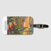 Retro Saguaro Schilderachtig Uitzicht Bagagelabel (Voorkant (horizontaal))