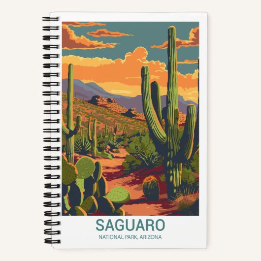 Retro Saguaro Schilderachtig Uitzicht Bullet Journ Notitieboek (Voorkant)