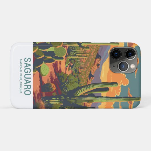 Retro Saguaro Schilderachtig Uitzicht Case-Mate iPhone Case (Achterkant (horizontaal))