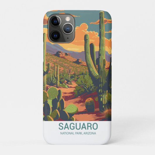 Retro Saguaro Schilderachtig Uitzicht Case-Mate iPhone Case (Achterkant)