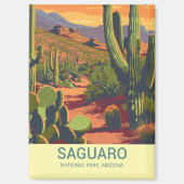 Retro Saguaro Schilderachtig Uitzicht Magneet (Voorkant)