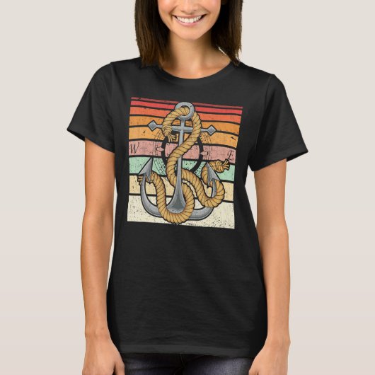 Retro Sail Boat Anchor Skipper Nautical Sailor Sai T-shirt (Voorkant)