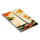 Retro Sailboat Sunset Illustration Notitieboek (Rechterzijde)