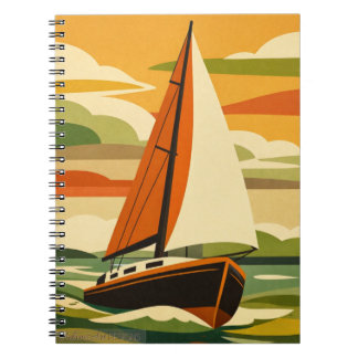 Retro Sailboat Sunset Voyage Notitieboek