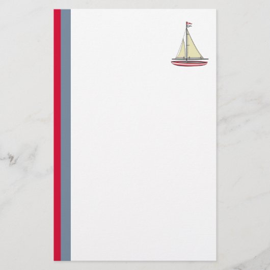 Retro Sailboot met strepen Briefpapier (Voorkant)