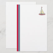 Retro Sailboot met strepen Briefpapier (Voorkant / Achterkant)