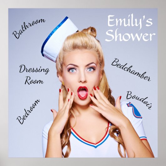 Retro Sailor Girl-Poster met bewerkbare tekst Poster (Voorkant)