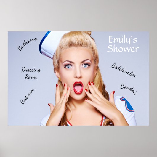 Retro Sailor Girl-Poster met bewerkbare tekst Poster (Voorkant)
