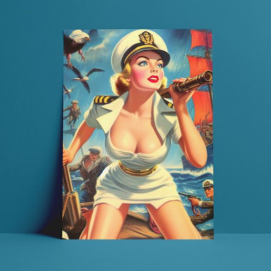 Retro Sailor Pin-up Briefkaart