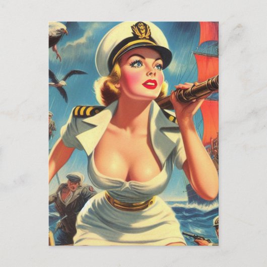 Retro Sailor Pin-up Briefkaart (Voorkant)
